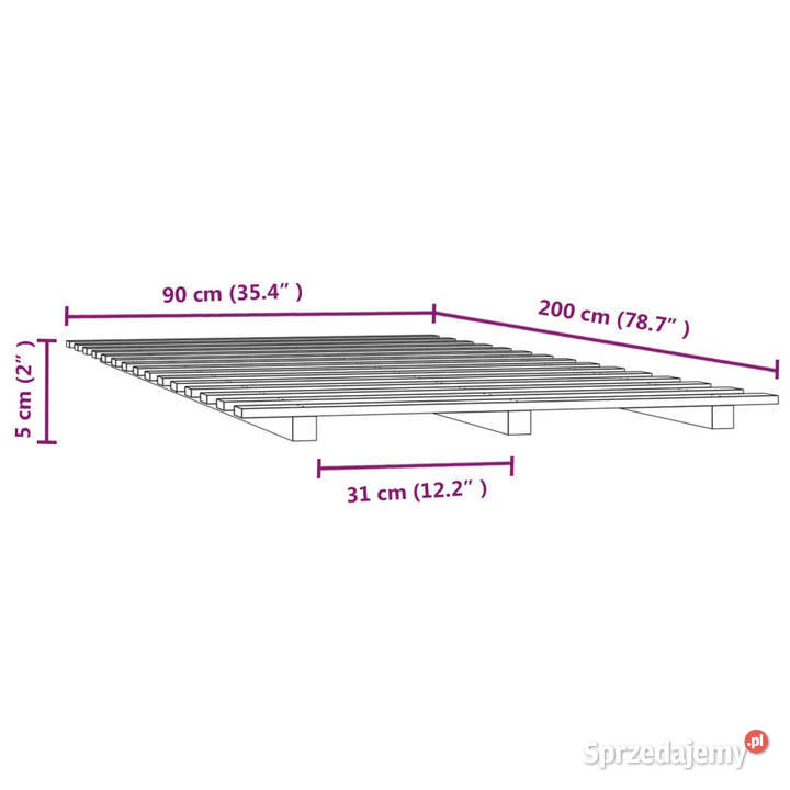Rama łóżka lite drewno sosnowe 90 x 200 WM824548 Łóżka Warszawa