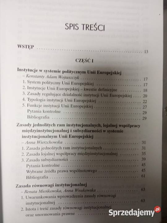 System instytucjonalny Unii Europejskiej okazje Warszawa
