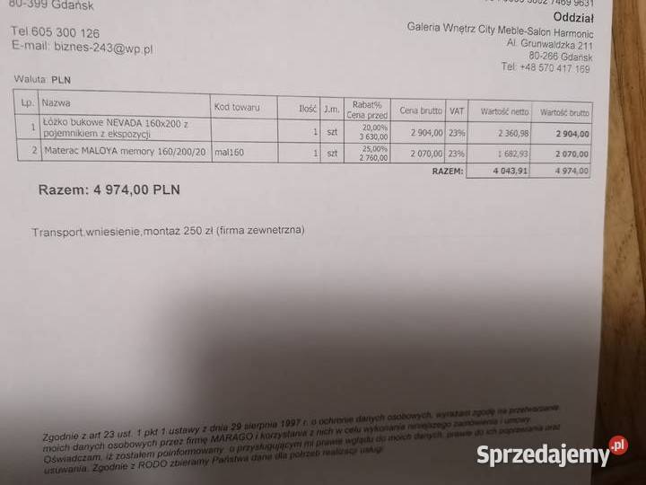 Łóżko z drewna bukowego Dom i Ogród Gdańsk sprzedam