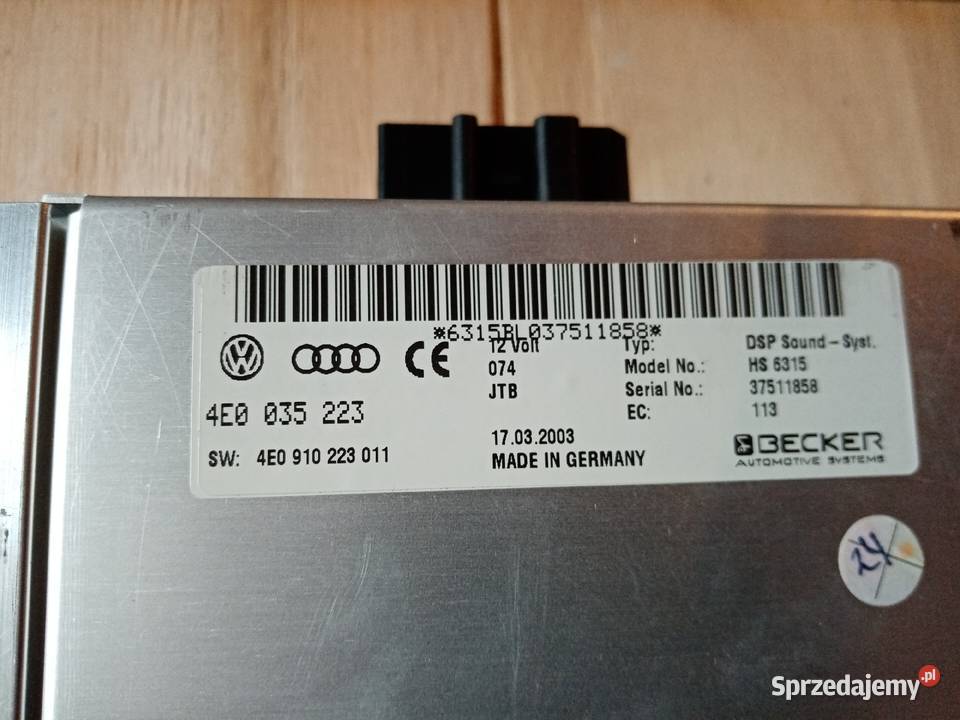 Wzmacniacz Becker Audi A8 d3 4E0035223 osobowe świętokrzyskie Skarżysko-Kamienna
