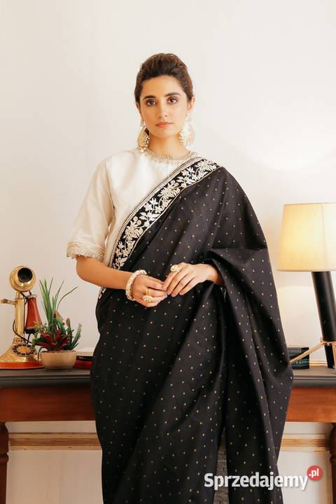 Czarne bawełniane sari saree saari Bollywood zachodniopomorskie Szczecin sprzedam