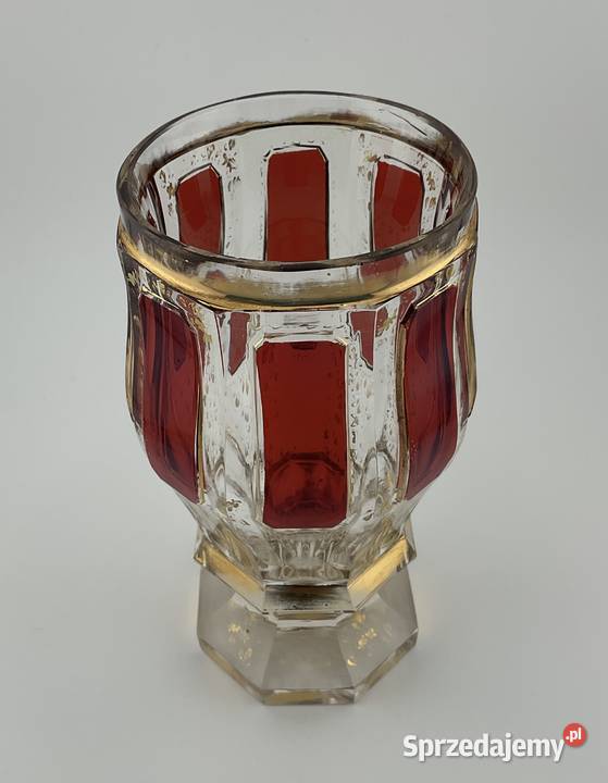 Antyczny kielich Biedermeier Egermann Moser Porcelana i szkło Kraków