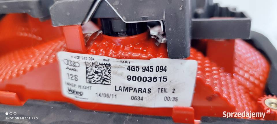 LAMPA PRAWY TYŁ W KLAPĘ AUDI A6 C7 SEDAN Przystajń