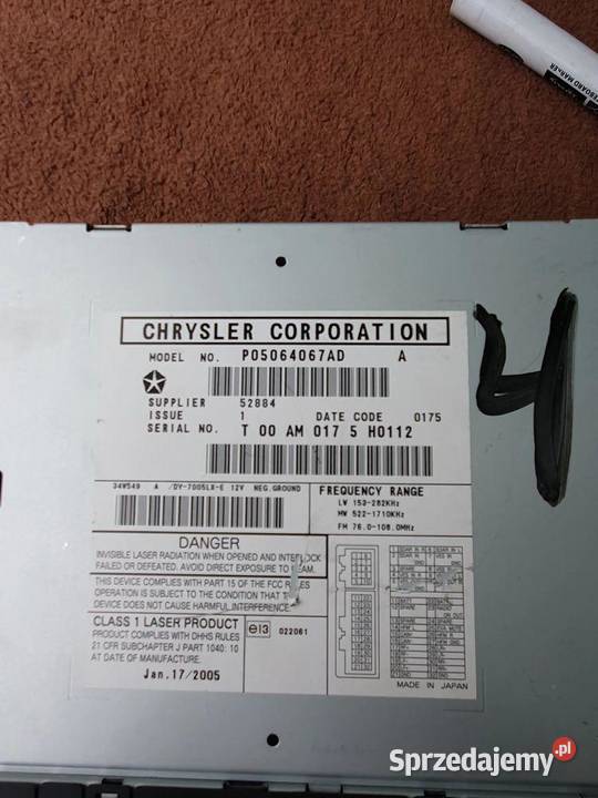 Radio Dodge Charger 5064067AD P05064067AD sprzedam