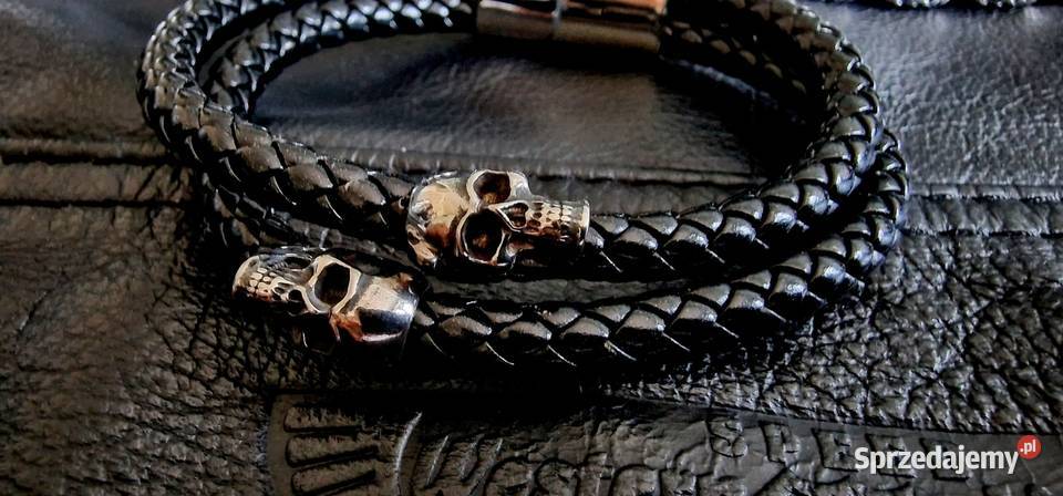 Stalowa bransoletka motocyklowa czaszki Harley Sochaczew