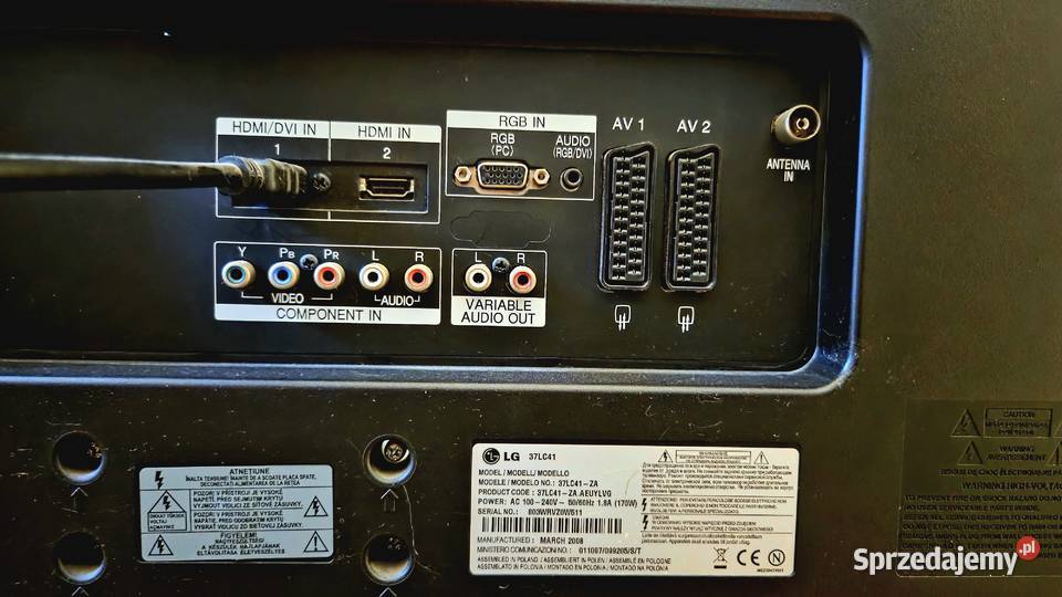 Telewizor LG 37LC41 z podstawą i pilotem Książenice