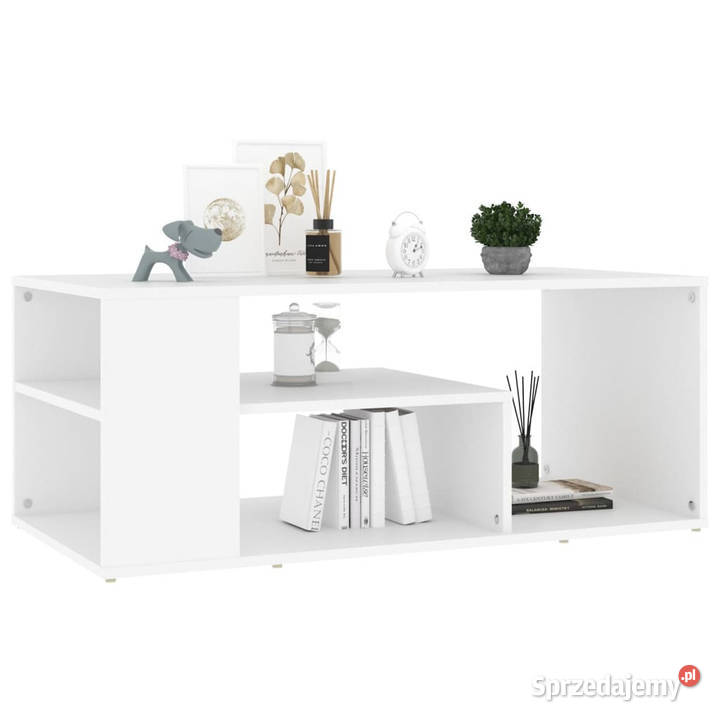 Stolik kawowy biały 100x50x40 materiał