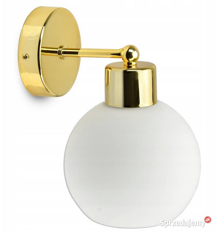 Lampa Ścienna Kinkiet Złoty Szklana Kula Biały podlaskie