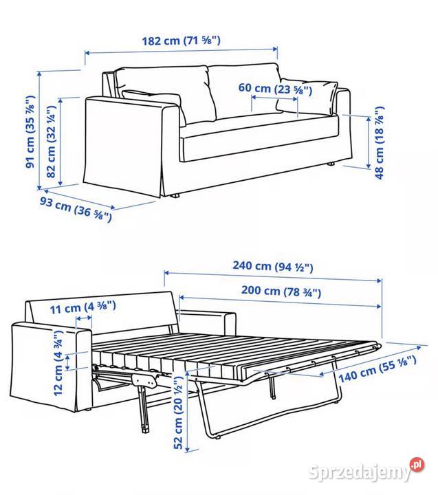 HYLTARP Sofa 2osobowa rozkładana Gransel szary Warszawa