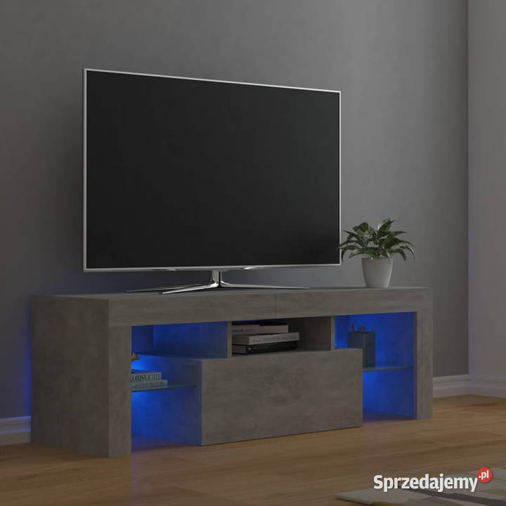 Szafka pod TV z oświetleniem LED szarość betonu Warszawa