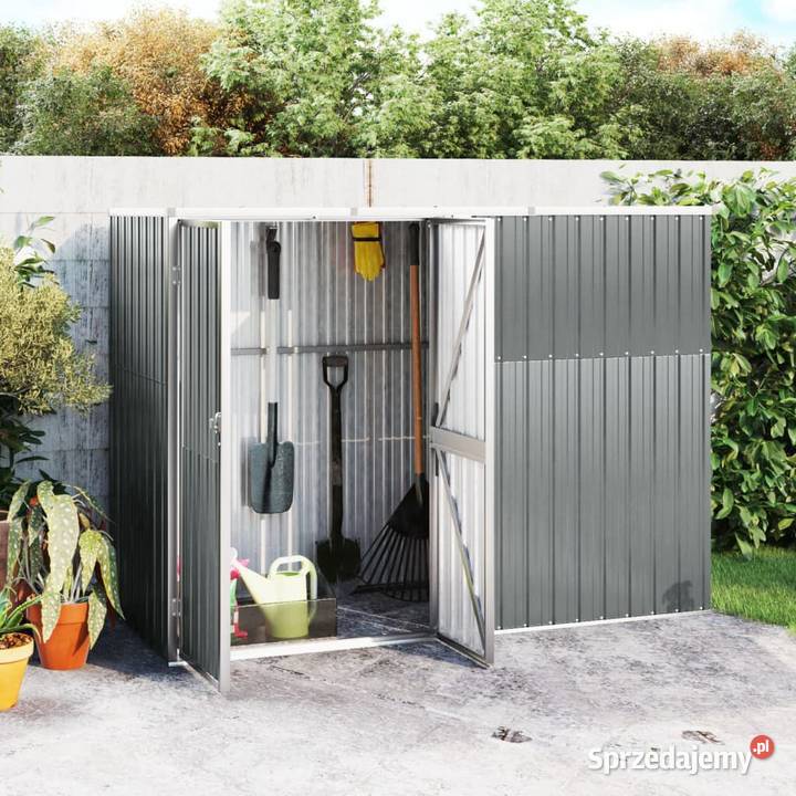 Szopa ogrodowa szara 225x89x161 stal