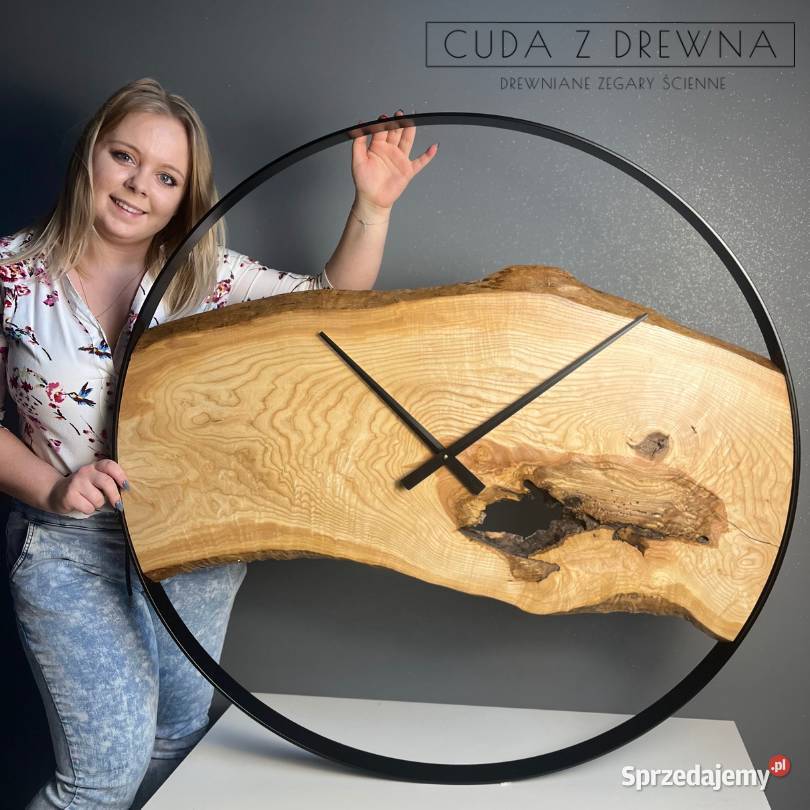 Zegar na ścianę drewniany w obręczy CUDA Z dolnośląskie Borów