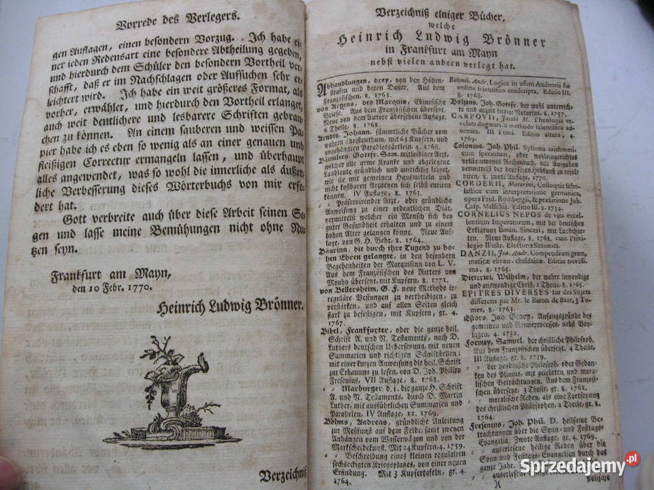 XVIII w Słownik Francuzko Niemiecki oprawa Skóra Antykwariat Poznań