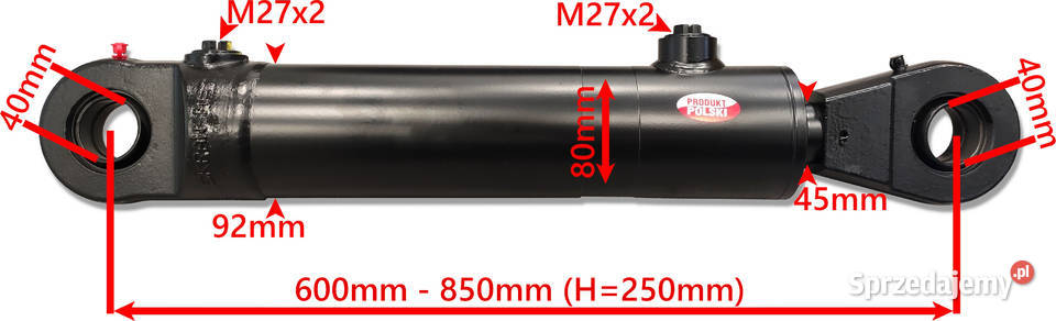 Siłownik Hydrauliczny 80x45 Skok 250 Mocowania Solec Kujawski sprzedam