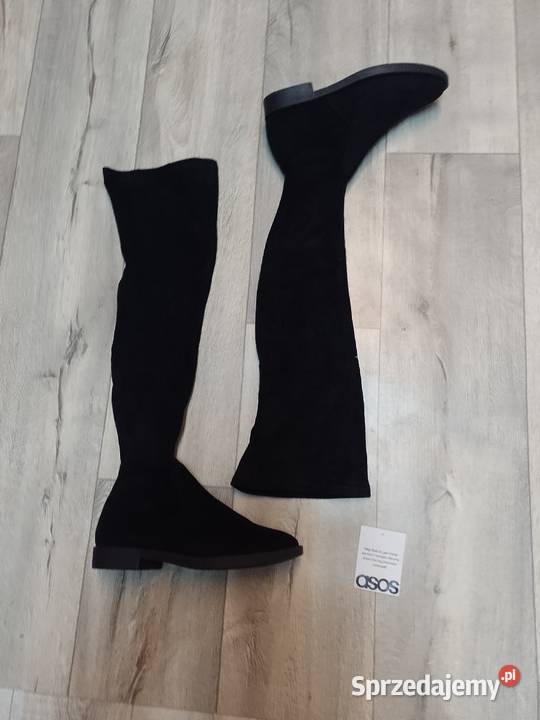 40 ASOS Design Czarne Kozaki kolano muszkieterki Kraków