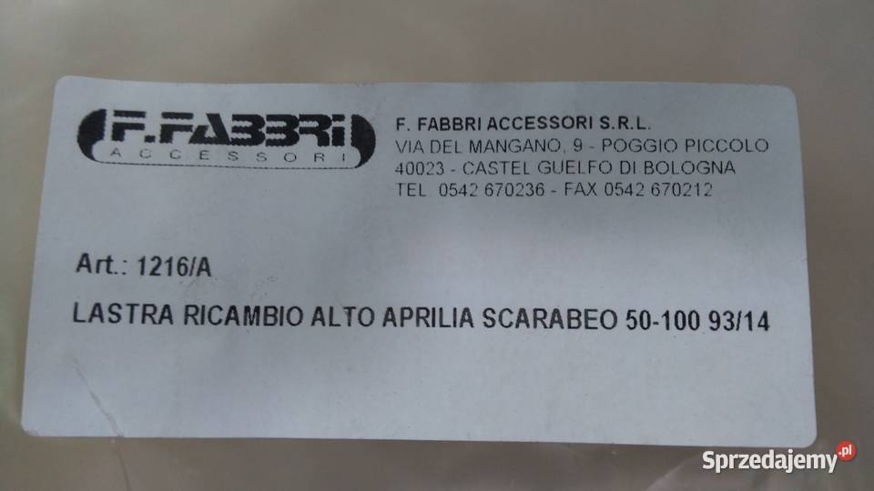 NOWA SZYBA OWIEWKA OSŁONA FABBRI MADE IN ITALY Bielsk Podlaski sprzedam