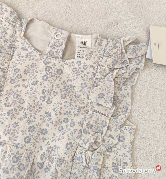 Body dziewczęce HM 68 bawełna niebieskie kwiatki Szczecin