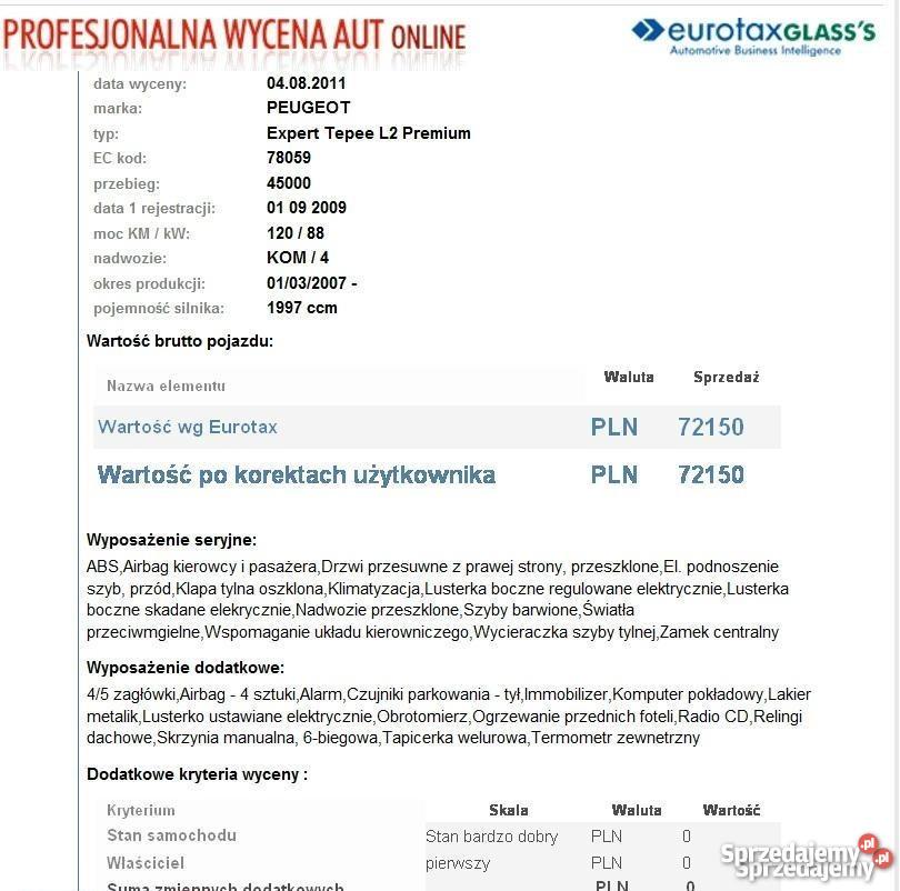 Peugeot Expert 20HDI 5 osobowy nieuszkodzony Bedlno