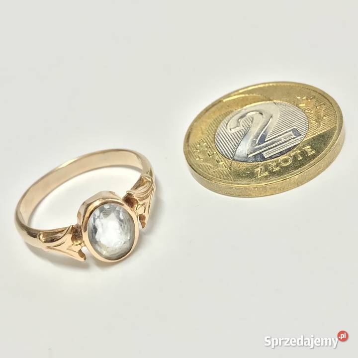Złoty PIERŚCIONEK 14K cudowny KAMIEŃ KRÓLEWNY Warszawa