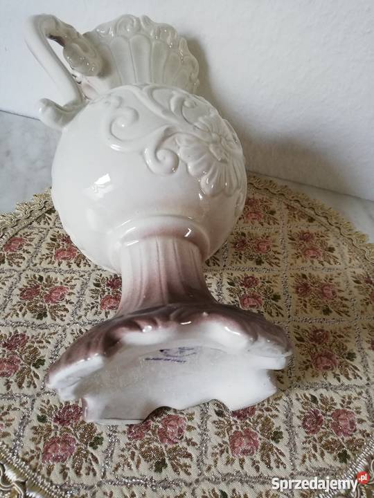 Okazały wazon z różą porcelana Capodimonte Gorlice