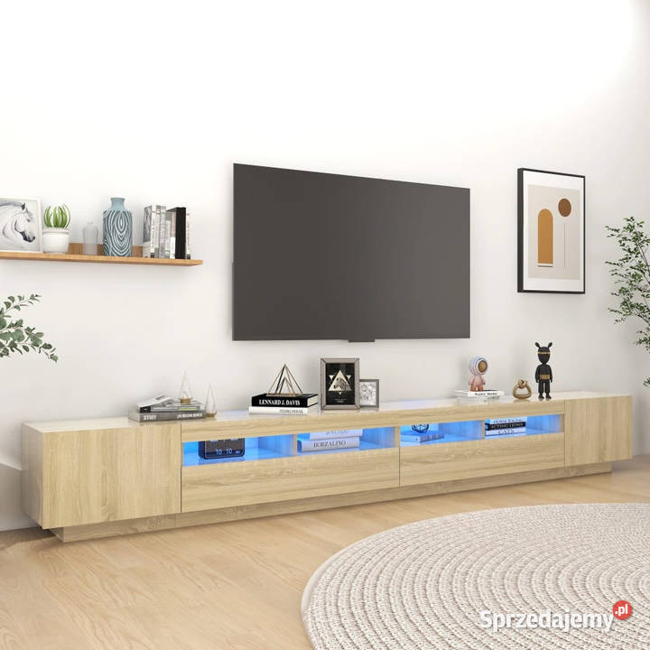 Szafka pod TV z oświetleniem LED dąb sonoma mazowieckie Warszawa