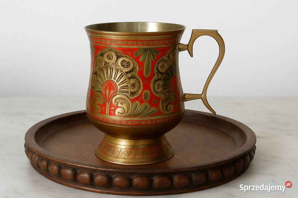 Mosiężny kufel orientalny grawerowany wzór Wrocław
