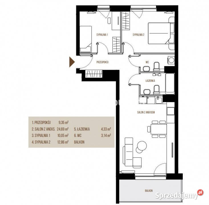 Sprzedam mieszkanie 6442m2 3pokojowe Kraków