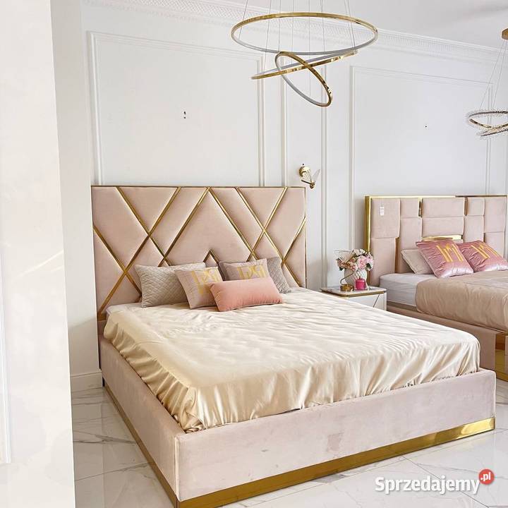 Łóżko Tapicerowane Glamour 180x200 Beżowe mazowieckie Warszawa