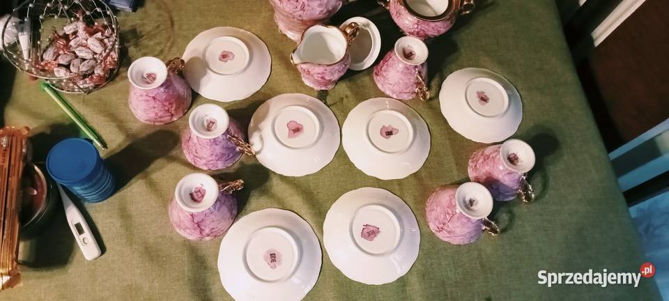 Serwis kawowy różowy Wawel PRL sprzedam