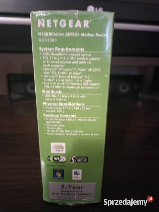 Nowe Routery NETGEAR N150 ADSL2 DGN1000 dolnośląskie Zbaków Górny