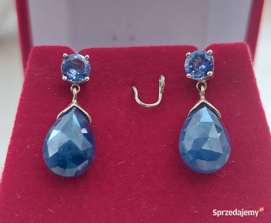 Kolczyki Żółte Złoto 585 14k Szafiry Tanzanite Grodzisk Mazowiecki