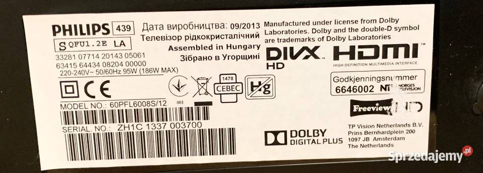 TV Philips 60PFL6008S12 Niezwykle smukły Konstancin-Jeziorna sprzedam