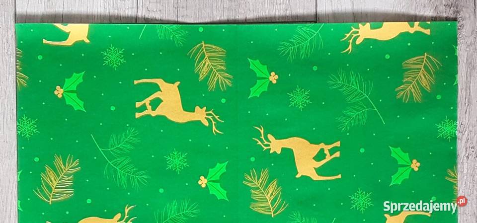 Zestaw 12 serwetek świąteczne jeleń na zielonym Chrzanów