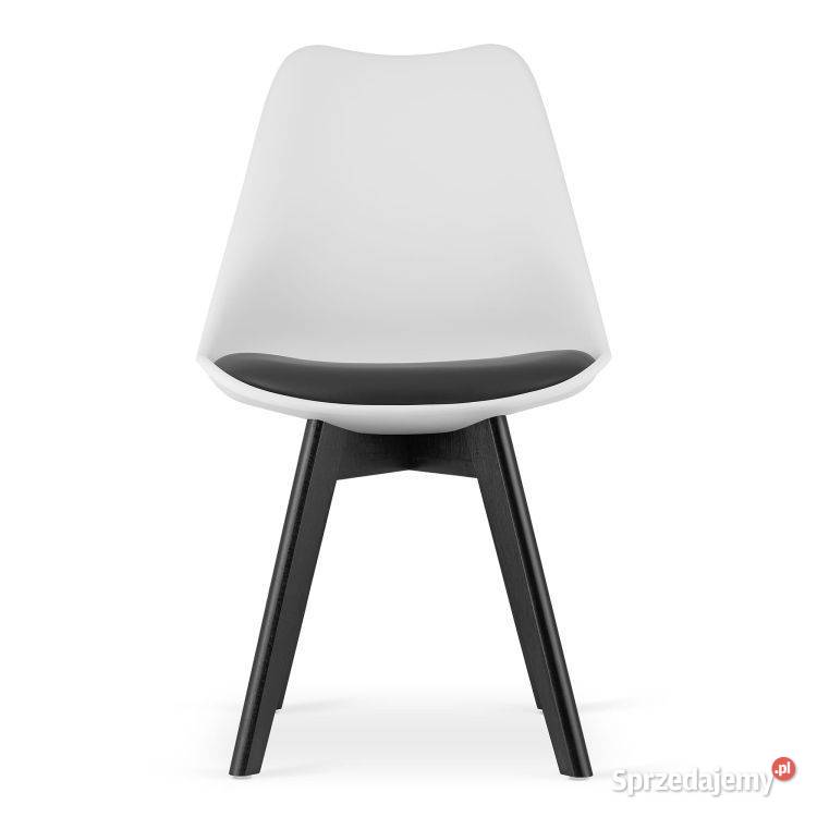 Zestaw czterech krzeseł biało czarne nogi czarne Bielsk Podlaski
