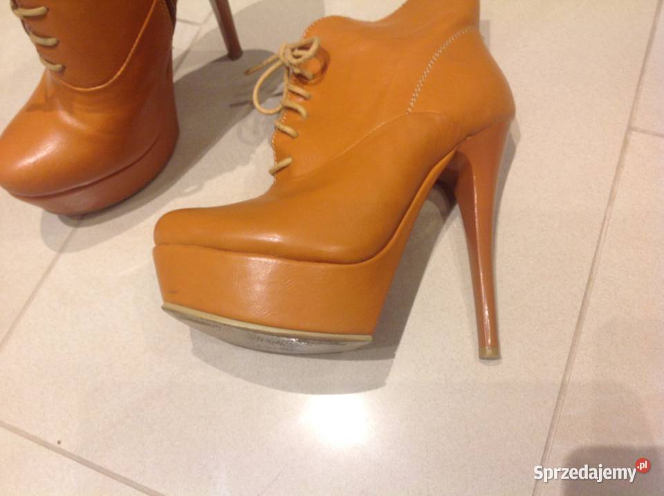 Botki skórzane damskie na koturnie r 36 j nowe