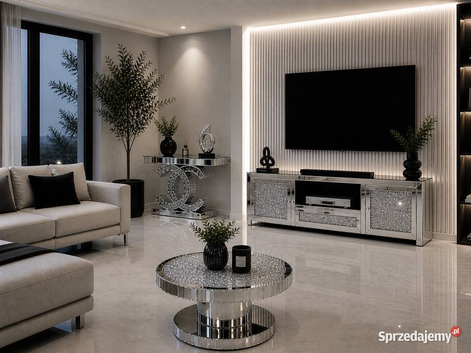 Szklany stolik kawowy glamour lustrzany 808045 z Golkowice