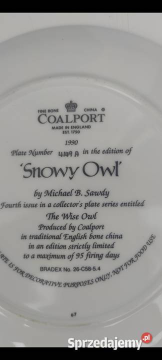 COALPORT piękny talerz dekoracyjny Porcelana i szkło Pabianice