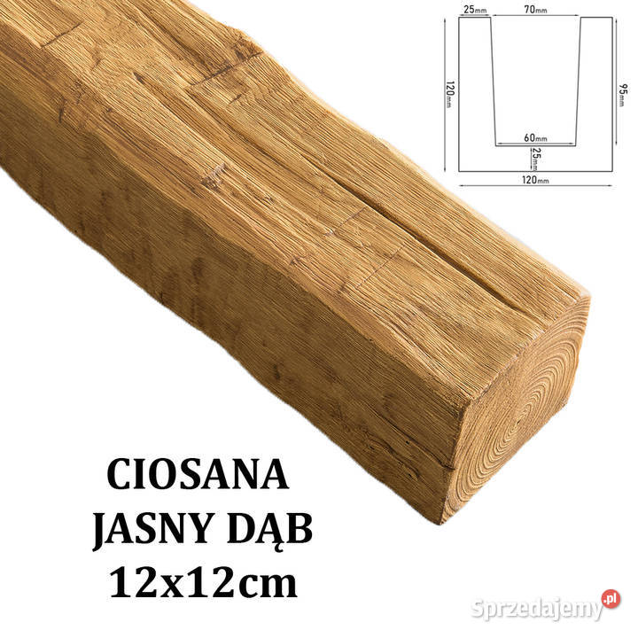 Belka Rustykalna Ciosana 12x12 JASNY DĄB Gdów