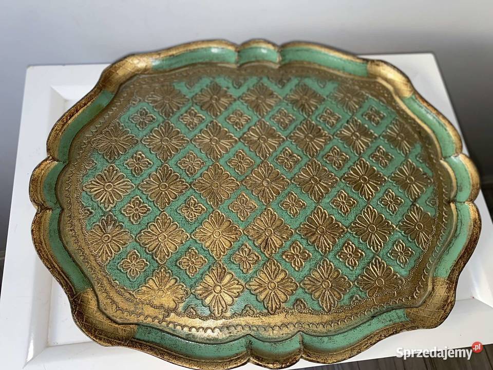 taca tacka drewniana włoska złota zdobiona małopolskie