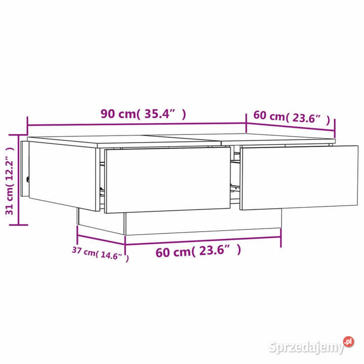Stolik kawowy dąb sonoma 90x60x31 materiał