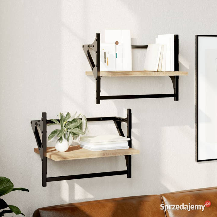 Półki ścienne z drążkami 2 dąb sonoma 40x25x30 Warszawa