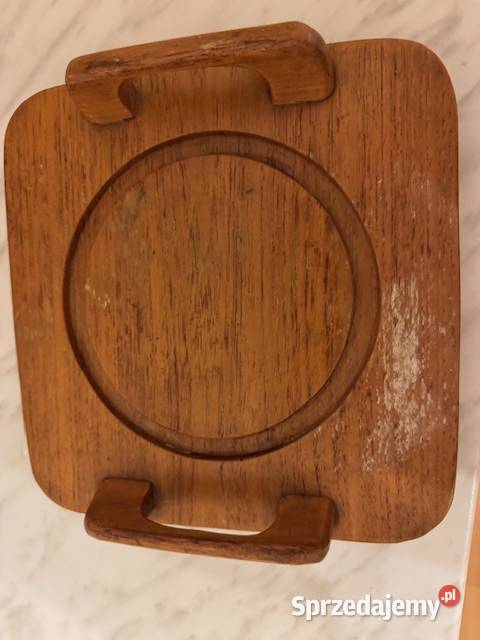 Podstawka Taca z uchwytami drewniana z czasów Częstochowa