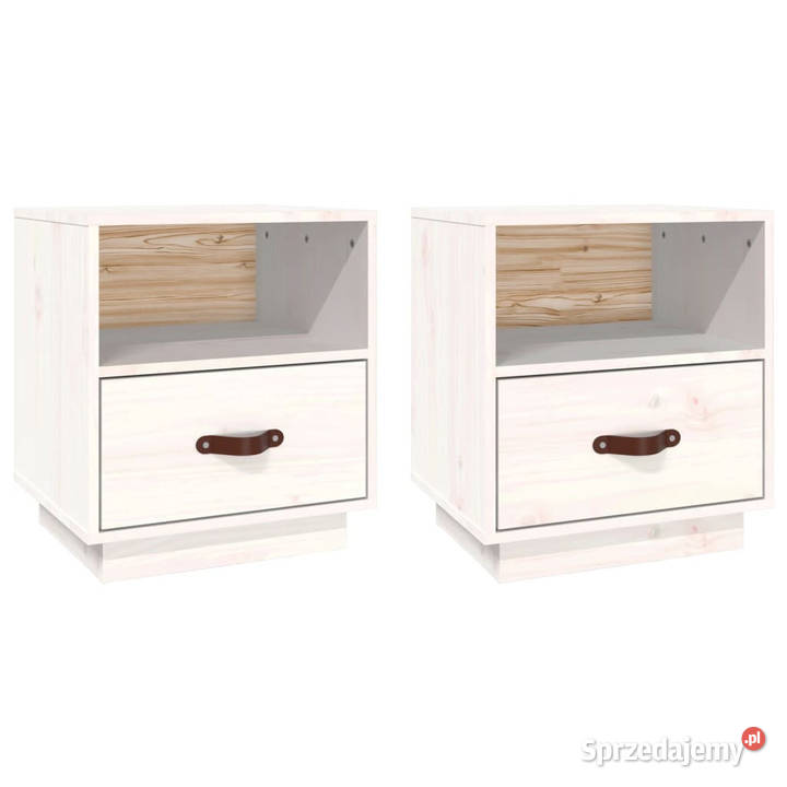 Szafki nocne 2 białe 40x34x45 lite drewno