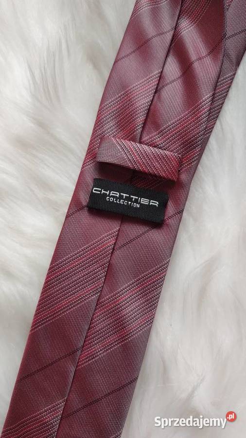 Piękny śliwkowy burgundowy krawat Chattier Olkusz