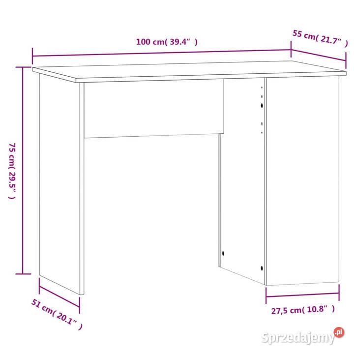Biurko brązowy dąb 100x55x75 materiał Warszawa sprzedam