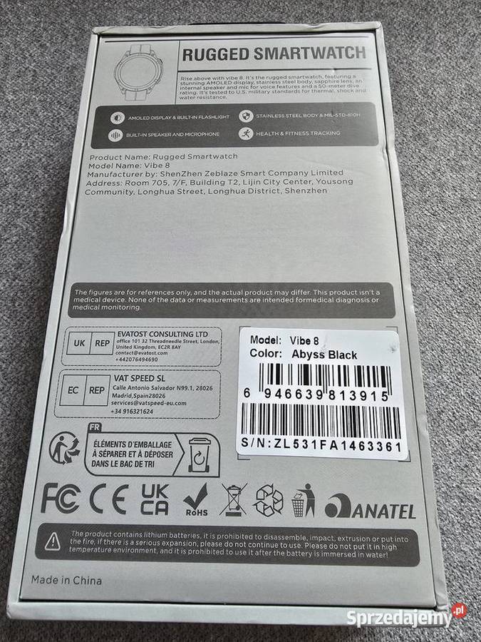 Smartwatch Zeblaze Vibe 8Nowy Czarna Woda