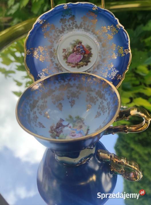 Urocza kolekcjonerska filiżanka ze spodkiem Pabianice
