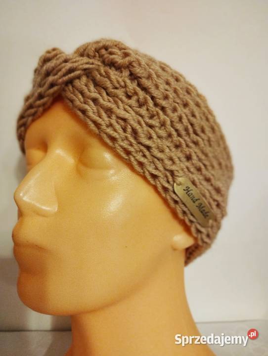 Opaska turban alpaka 25 wełna 25 handmade jasny Nakrycia głowy Olsztyn