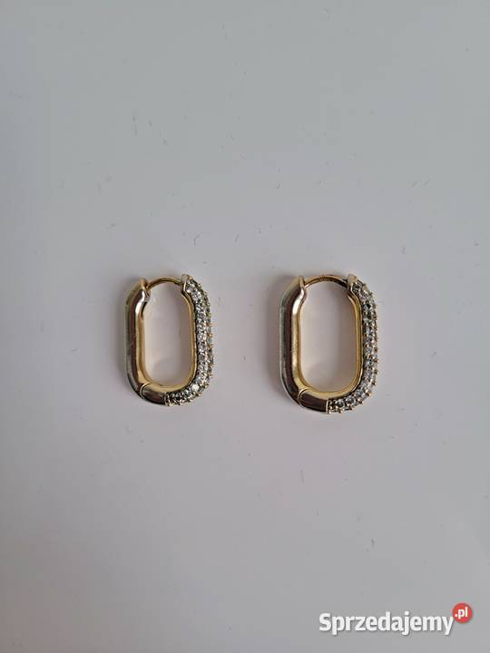 Pozłacane kolczyki z cyrkoniami Kolczyki Biżuteria dla Pań Liszki sprzedam