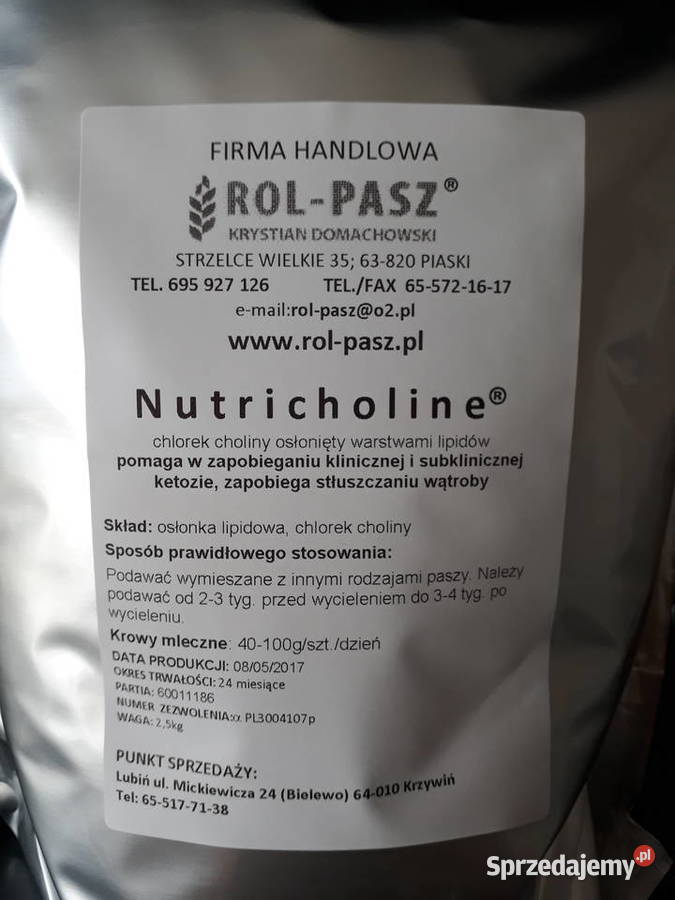 Cholina chlorek choliny NUTRICHOLINE ochrona wielkopolskie Strzelce Wielkie sprzedam